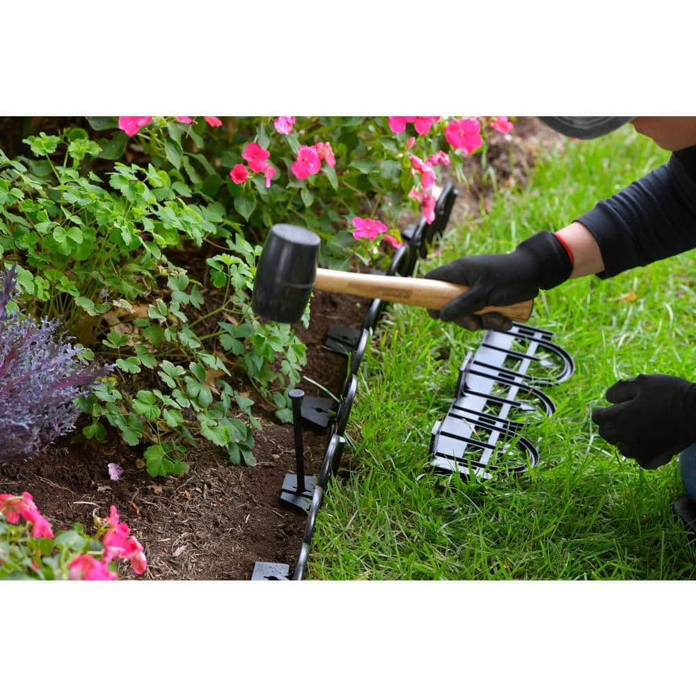 120 ft. x 4.5 in. Black Decorative Wrought Iron-Look No-Dig Plastic Landscape Edging Kit - Hercitys