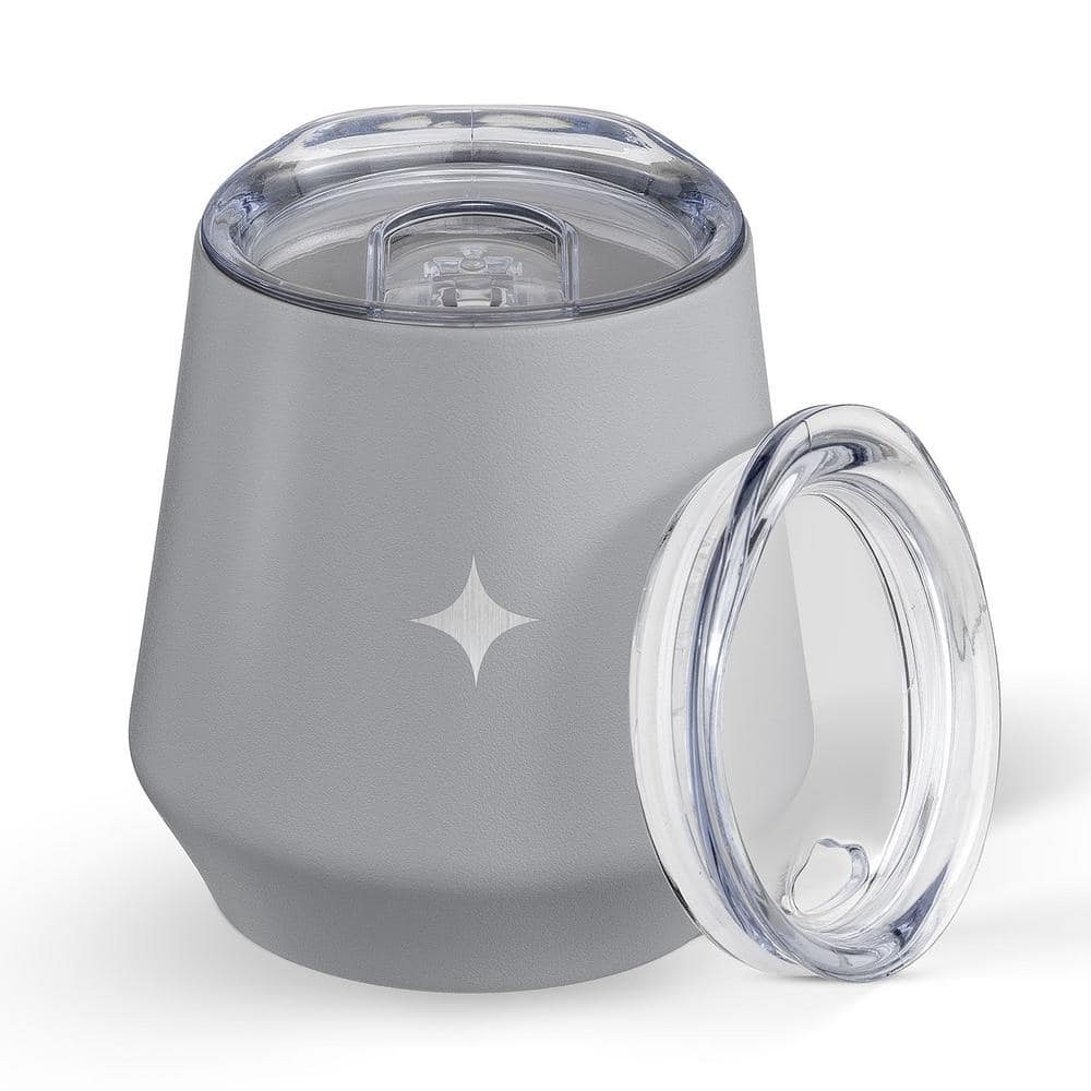 12 oz. Grey Stainless Steel Vacuum Insulated Stemless Wine Tumbler with Lid - Hercitys