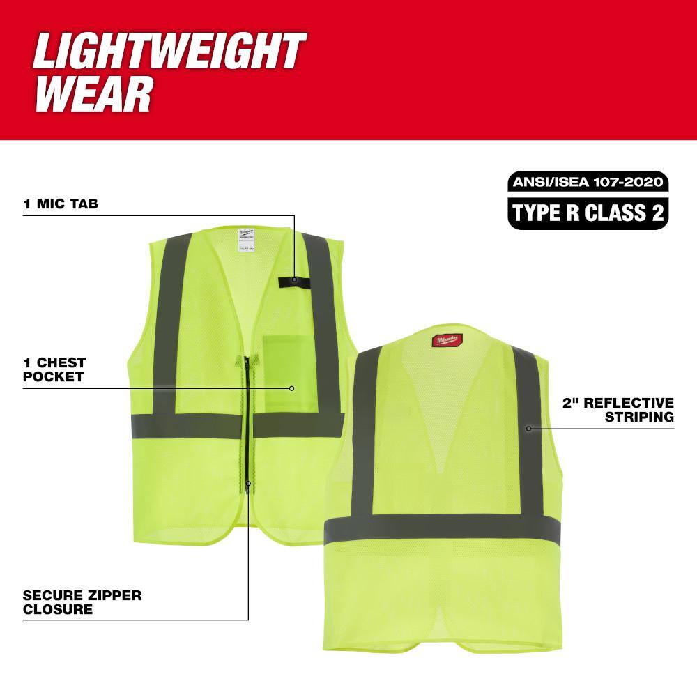 2X-Large/3X-Large Yellow Class 2 High Visibility Mesh One Pocket Safety Vest - Hercitys