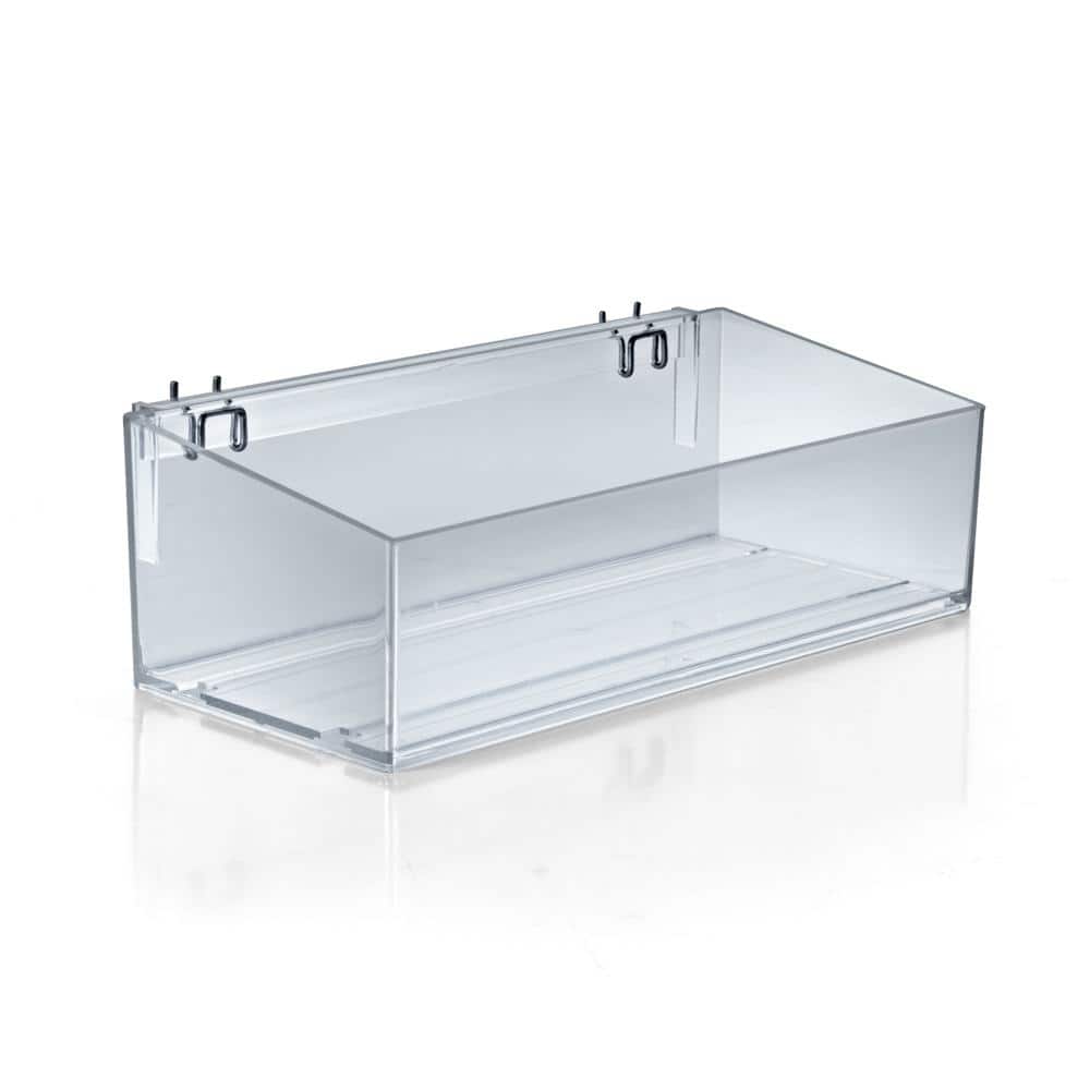 16 in. W x 7 in. D x 4 in. H Clear Bin Divider Tray with U-Hooks - Hercitys