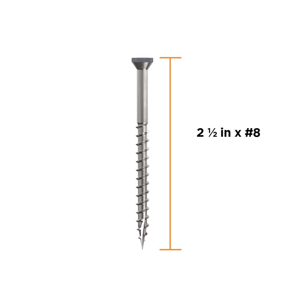 2-1/2 in. #8 316 Stainless Steel Dark Gray Premium Star Drive Trim Screws (100-Count) - Hercitys