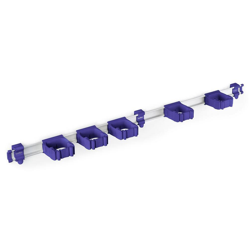 37 in. Universal Garage Storage Rail System with 5 Purple One-Size-Fits-All Holders - Hercitys