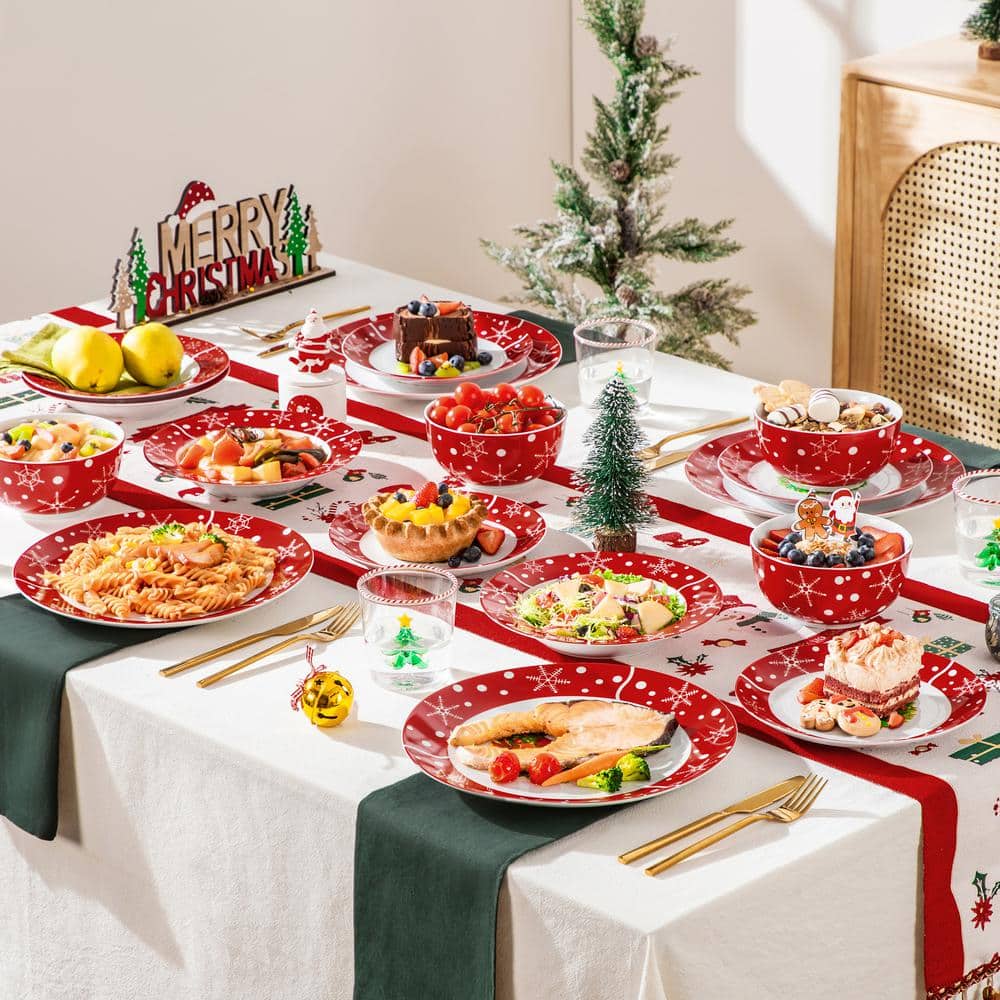16 Piece Porcelain Santa Claus Dinnerware Set (Service for 4) - Hercitys