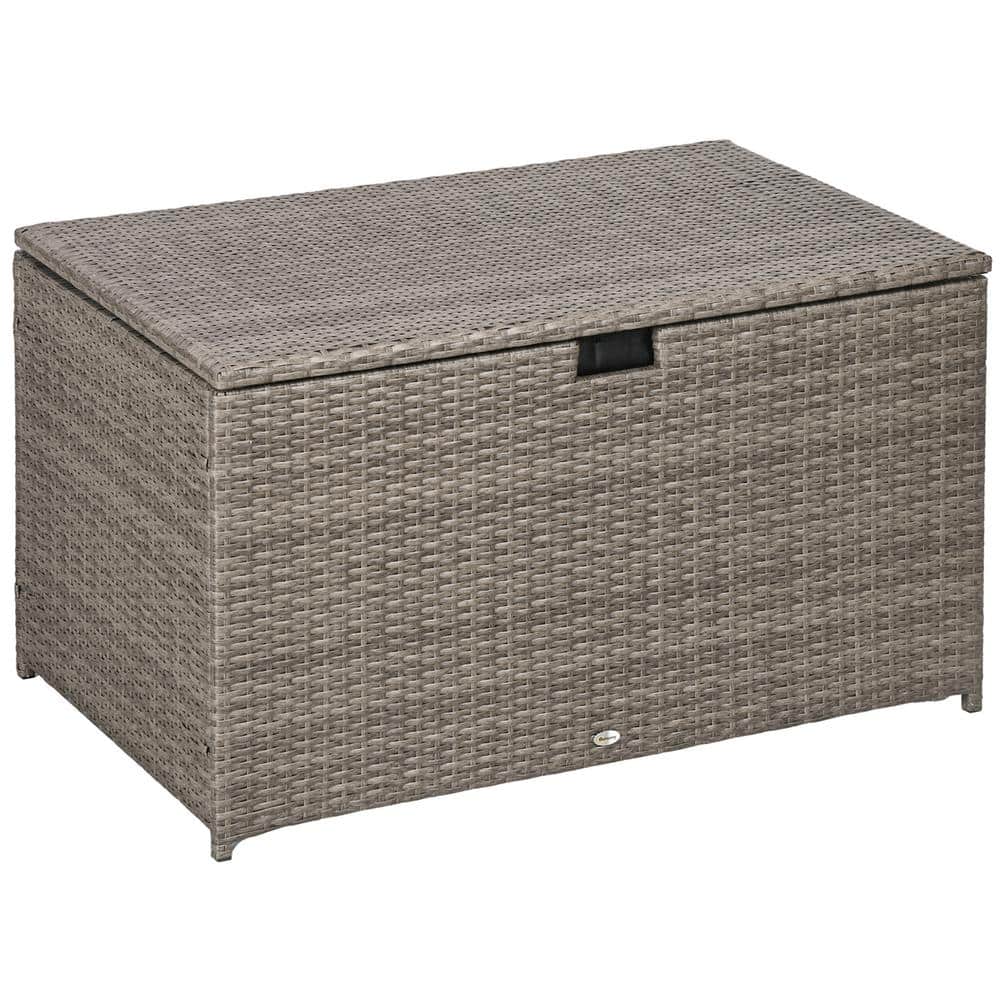 113 Gal. 46 in. x 28.75 in. x 25.5 in. Gray Rattan Deck Box - Hercitys