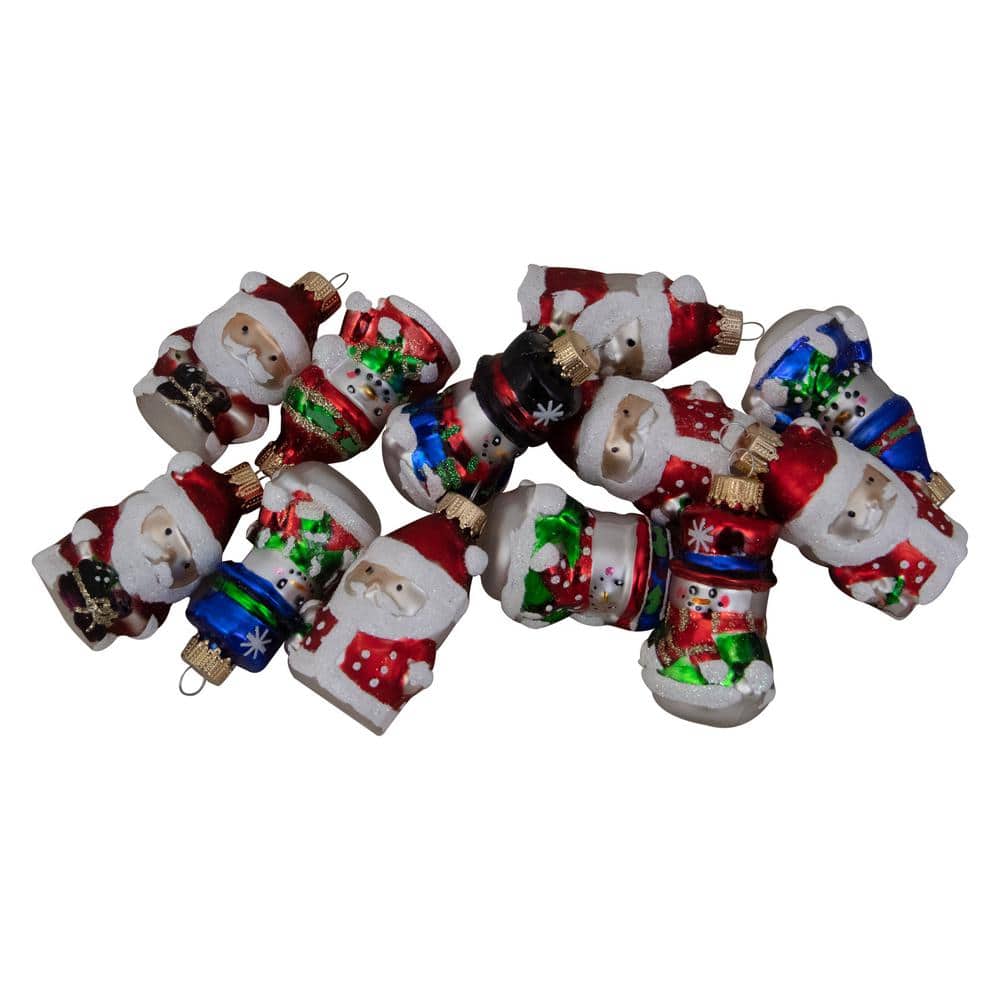 2 in. 12ct Assorted Winter Snowmen and Santa Claus Christmas Figurine Ornament Set - Hercitys