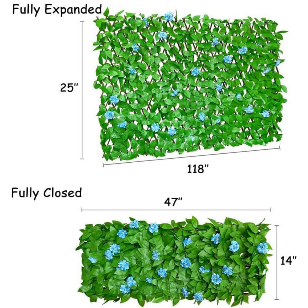 22 x 120 in. Blue Flowers Expandable Fence Privacy Screen for Balcony Patio Outdoor - Hercitys