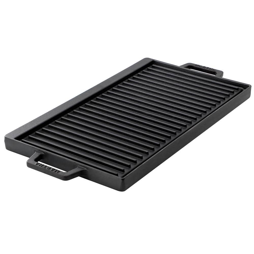 17 in. Rectangular Preseasoned Cast Iron Reversible Griddle and Grill Pan - Hercitys