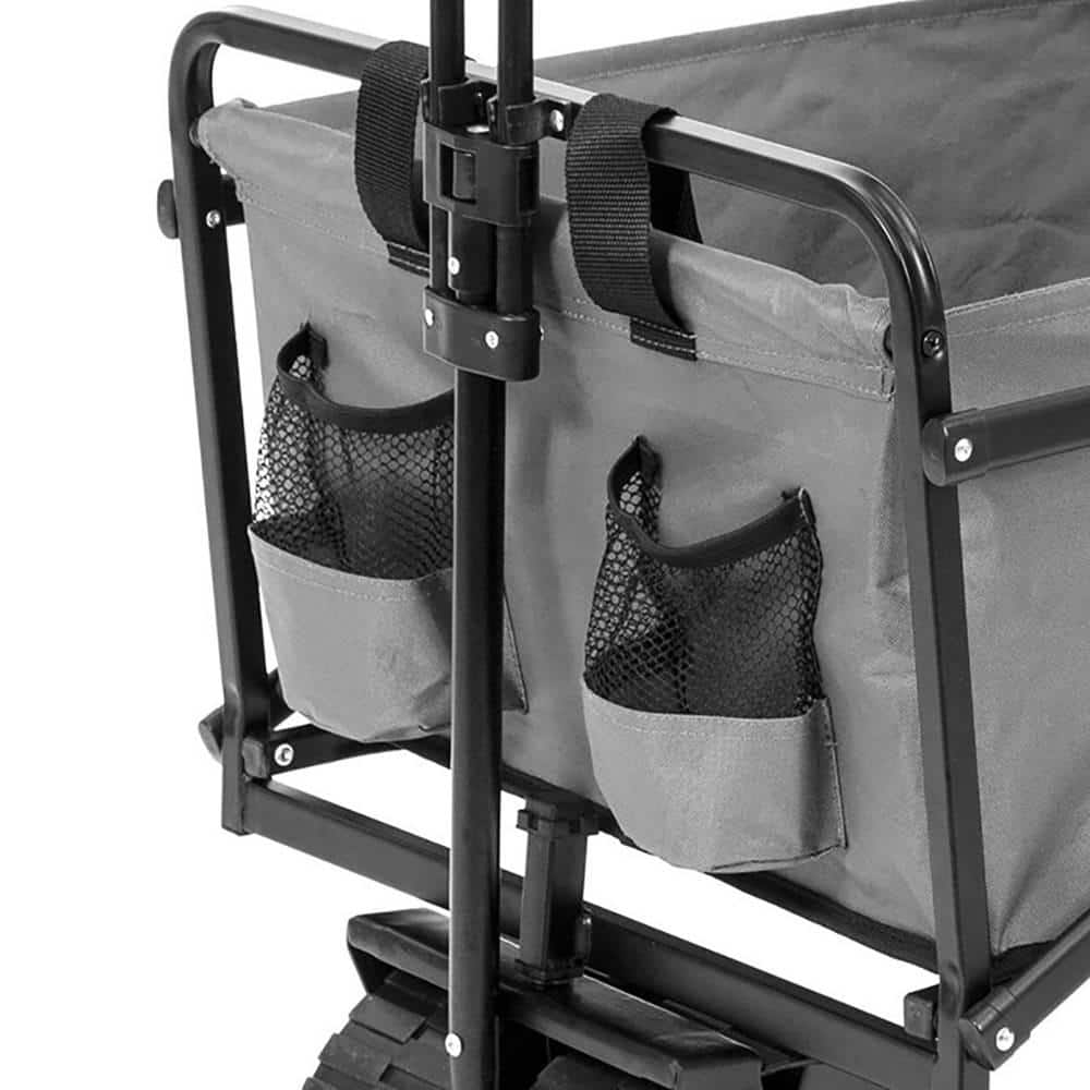 150 lbs. Capacity Manual Folding Utility Beach Wagon Outdoor Cart in Gray - Hercitys