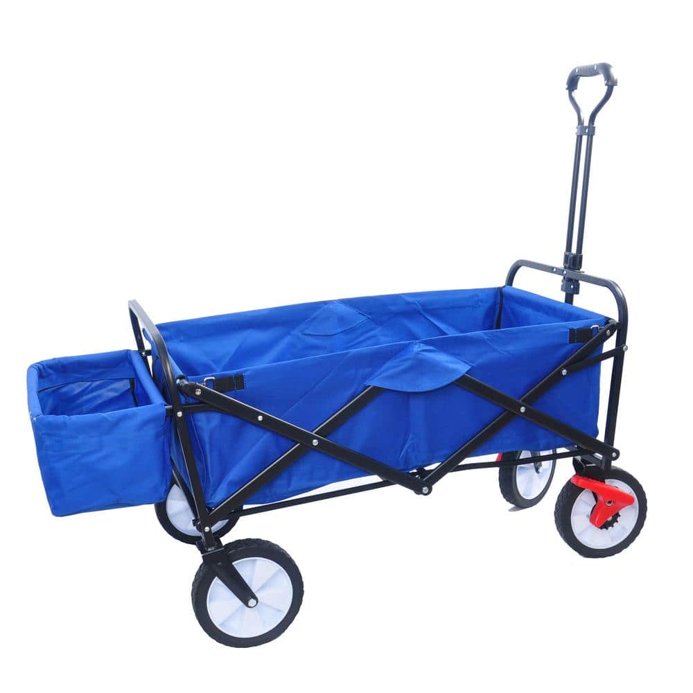 5.20 cu. ft. Red Steel Folding Garden Cart with Adjustable Handle. - Hercitys