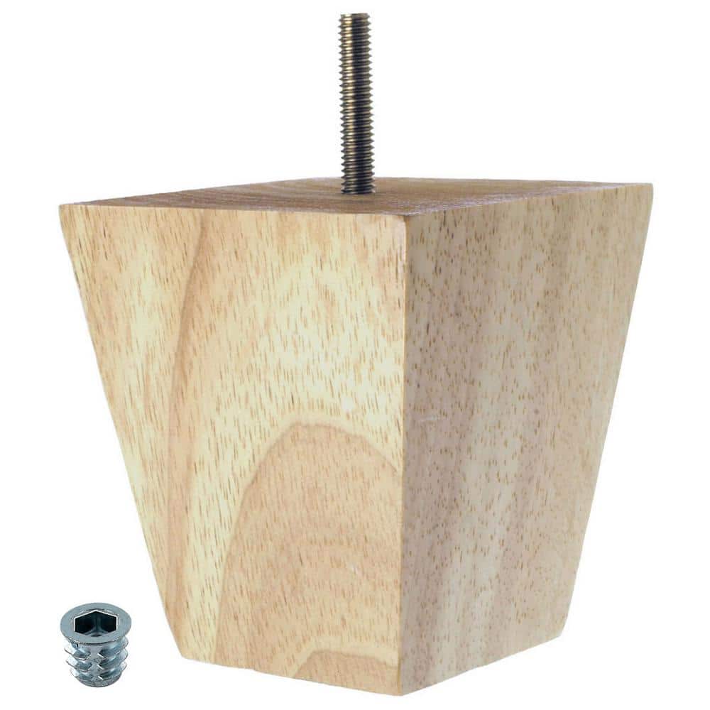 5 in. x 3-3/4 in. Unfinished Solid Hardwood Square Bun Foot - Hercitys