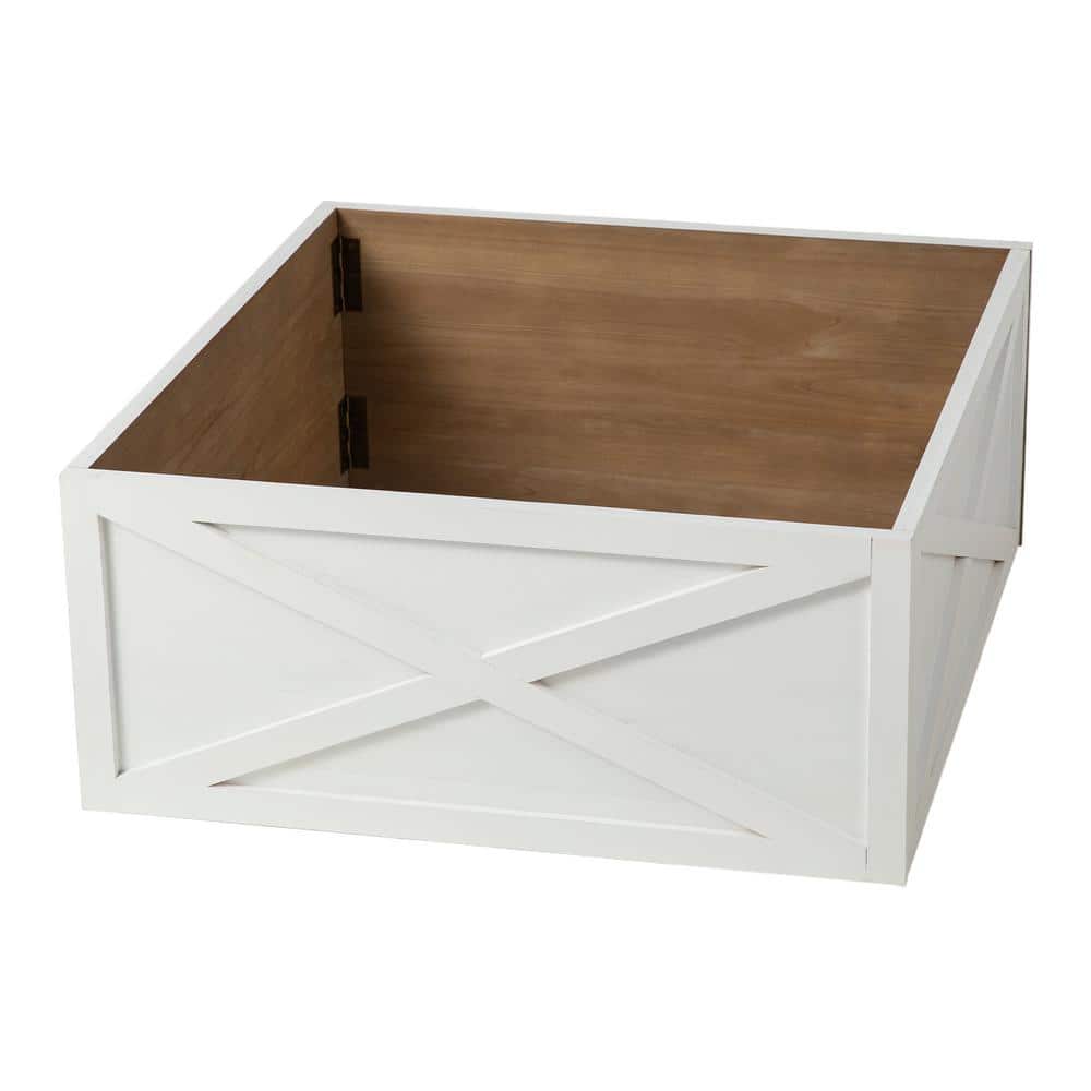 26 in. L Washed White Wooden Tree Collar - Hercitys