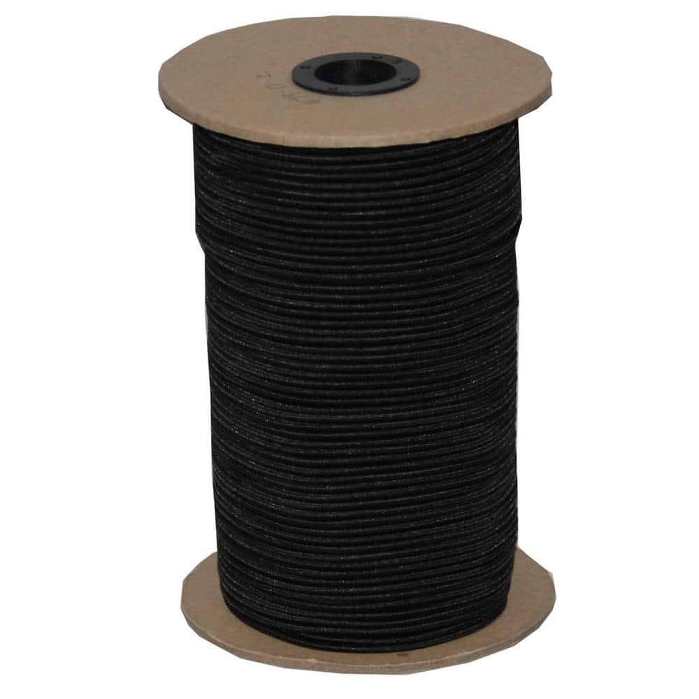 1/4 in. x 300 ft. Black Elastic Bungee Shock Cord - Hercitys