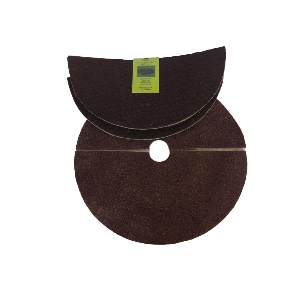 36 in. Dia Coconut Fiber Tree Protection Weed Mat Edging (3-Pack) - Hercitys