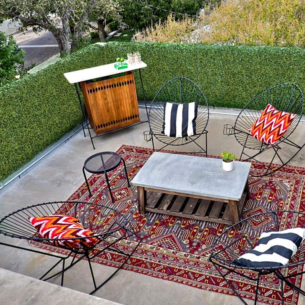 20 in. H x 20 in. W Plastic Artificial Photinia Ivy Hedge Privacy Garden Fence for Home Backyard Garden Indoor, 1-Pieces - Hercitys