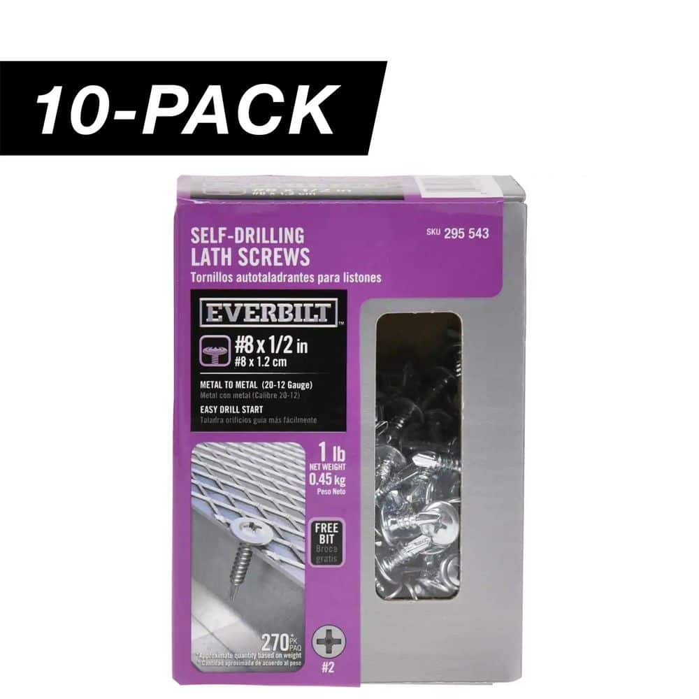 10-Pack #8 x 1/2 in. Phillips Drive Truss Head Lath Self-Drilling Screw (10 lb / 2,700-Piece) - Hercitys