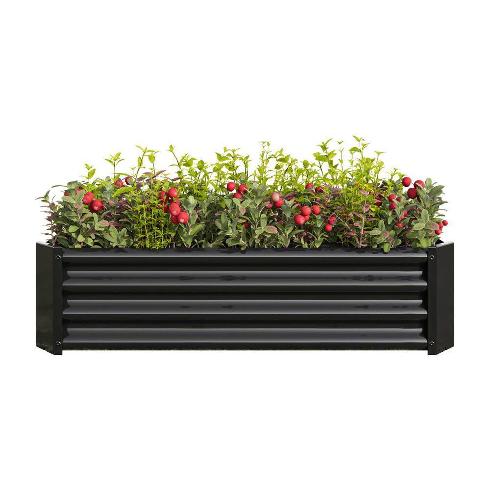4 ft. x 2 ft. x 1 ft. Black Metal Rectangle Raised Garden Bed for Flowers Plants, Vegetables Herb - Hercitys