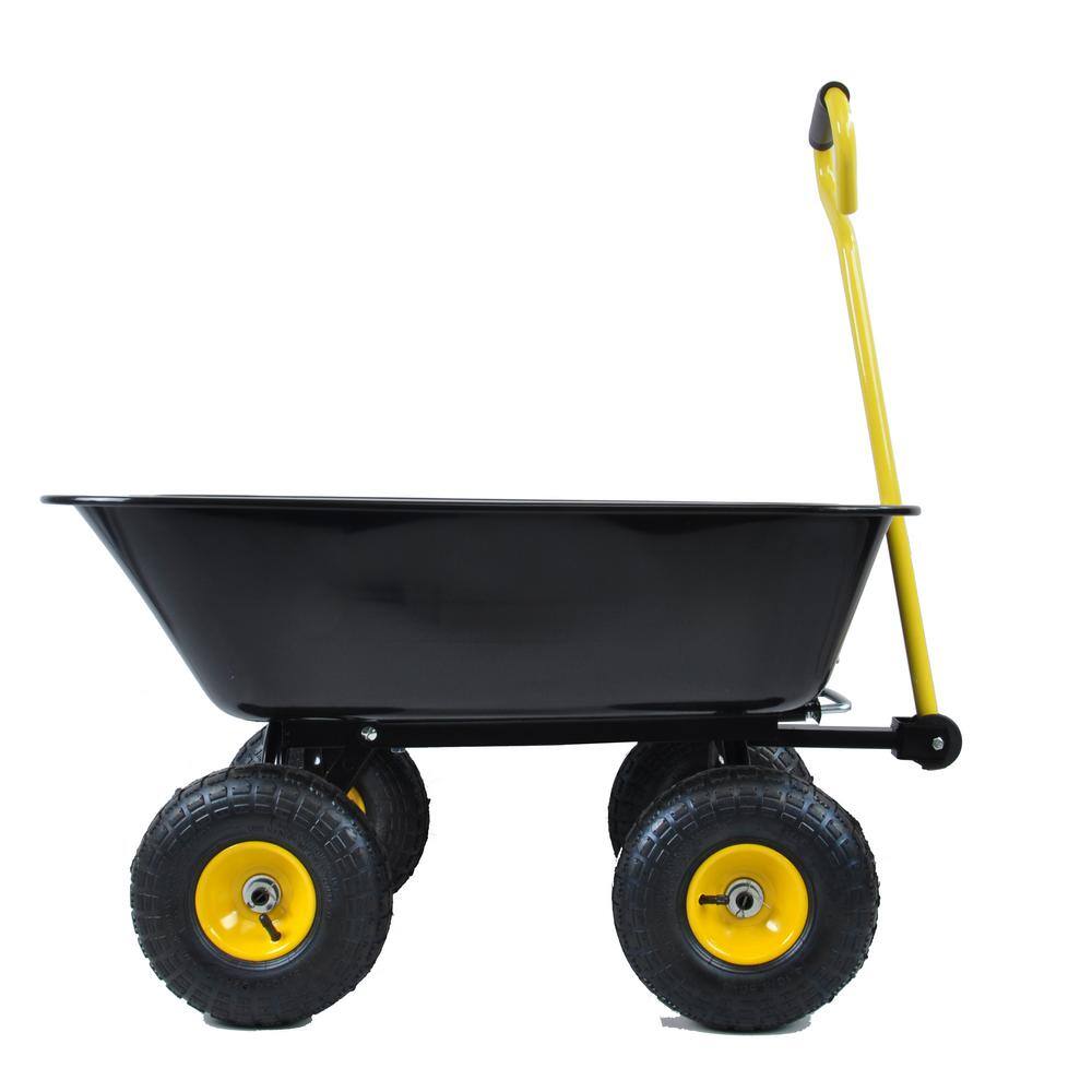 2.5 cu.ft. Metal Garden Cart with Steel Frame and Pneumatic Tire, Black - Hercitys