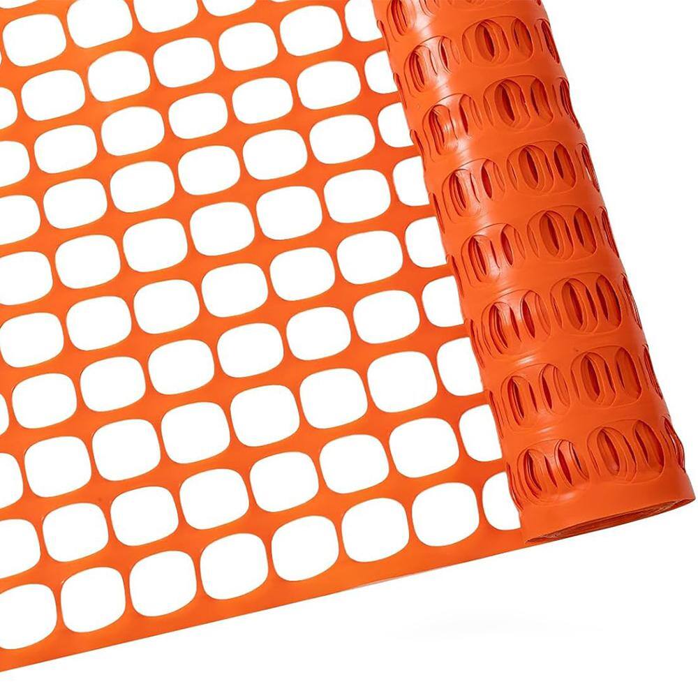4 ft. x100 ft. Orange Temporary Reusable Plastic Mesh Safety Roll Garden Fence for Snow, Construction and Animal Barrier - Hercitys