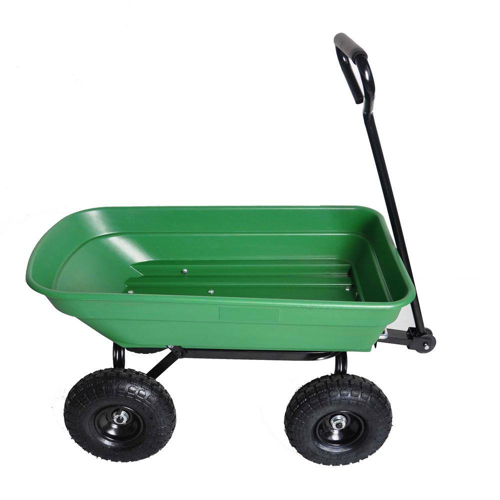 16.78 cu. ft. Metal Folding Car Garden Cart with Steel Frame, 10 in. Pneumatic tire, 300 lb. Capacity body 55L, Green - Hercitys