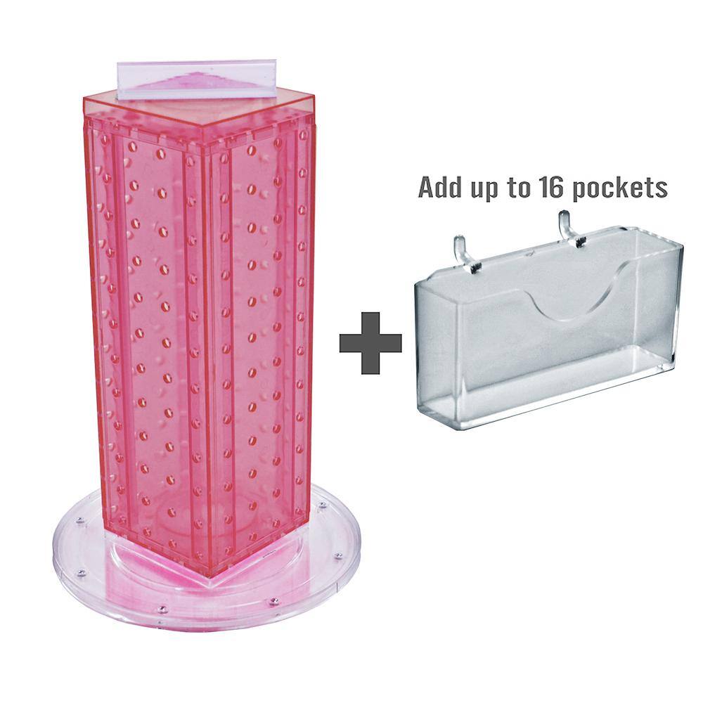 12 in. H x 4 in. W Pegboard Tower with 16-Gift Pockets in Pink - Hercitys