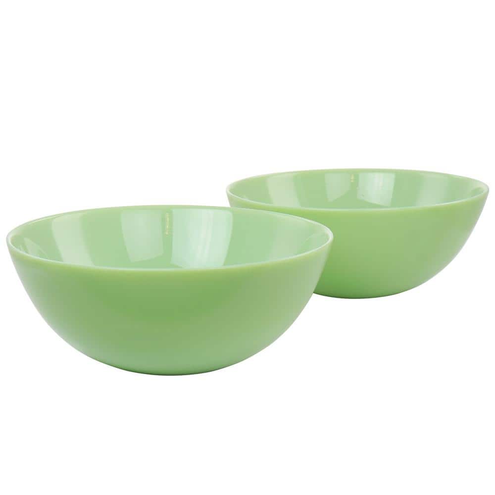 10 Inch 80 fl. oz. Green Jadeite Glass Serving Bowl Set of 2 - Hercitys