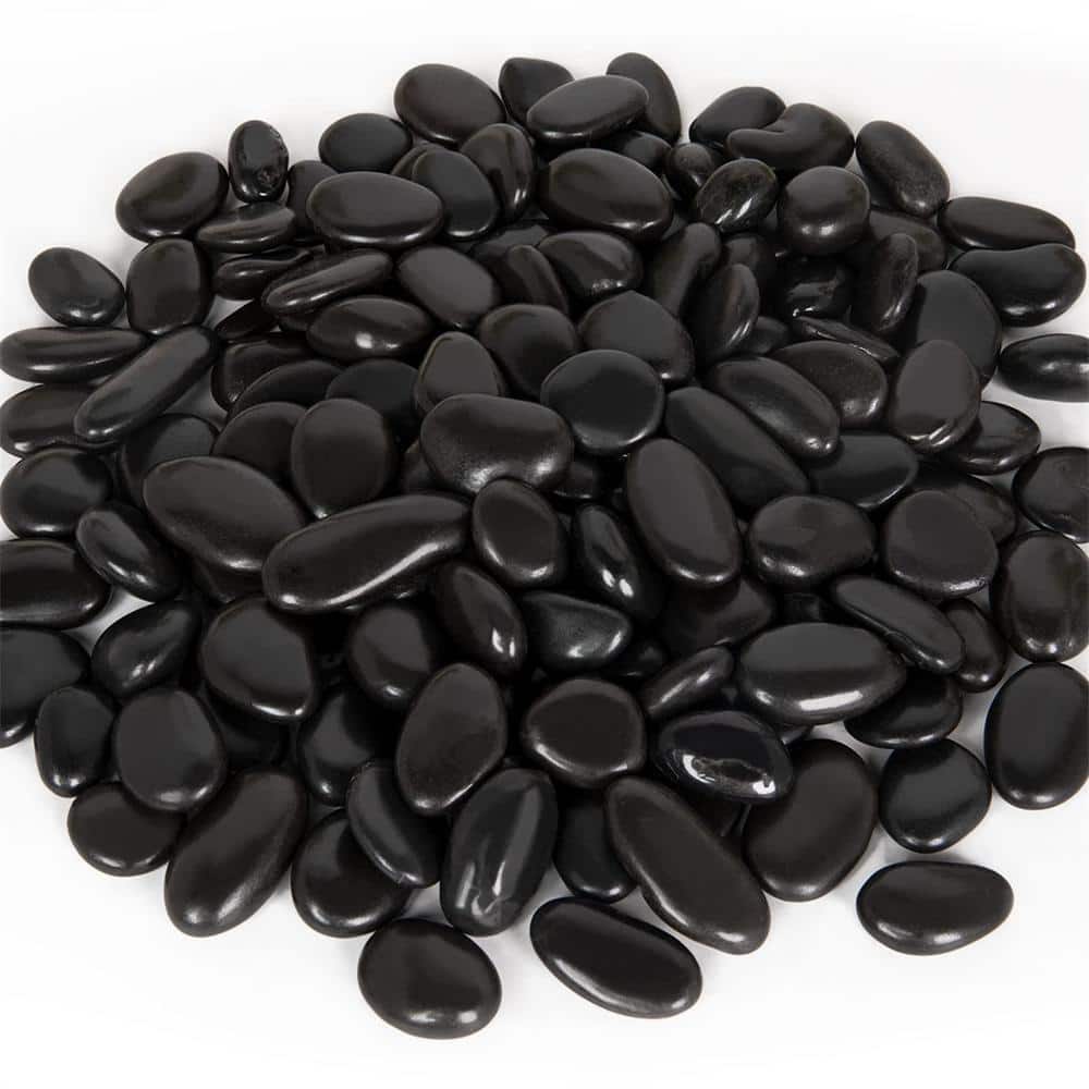 0.12 cu. ft. Black Medium Polished Pebbles 8 lbs. 1-2 in. Landscape Rocks - Hercitys