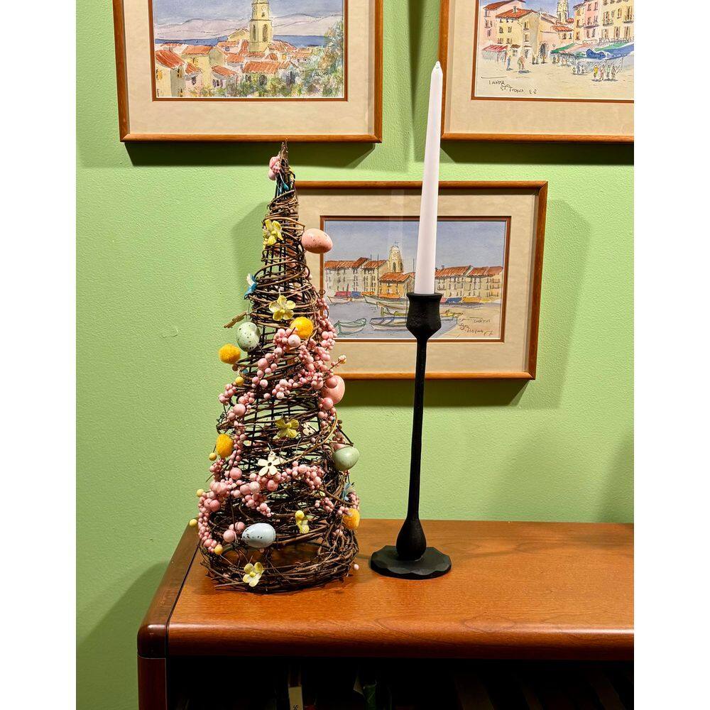 18in Tabletop Twig Tree with Easter Eggs, Berries and Flowers - Hercitys