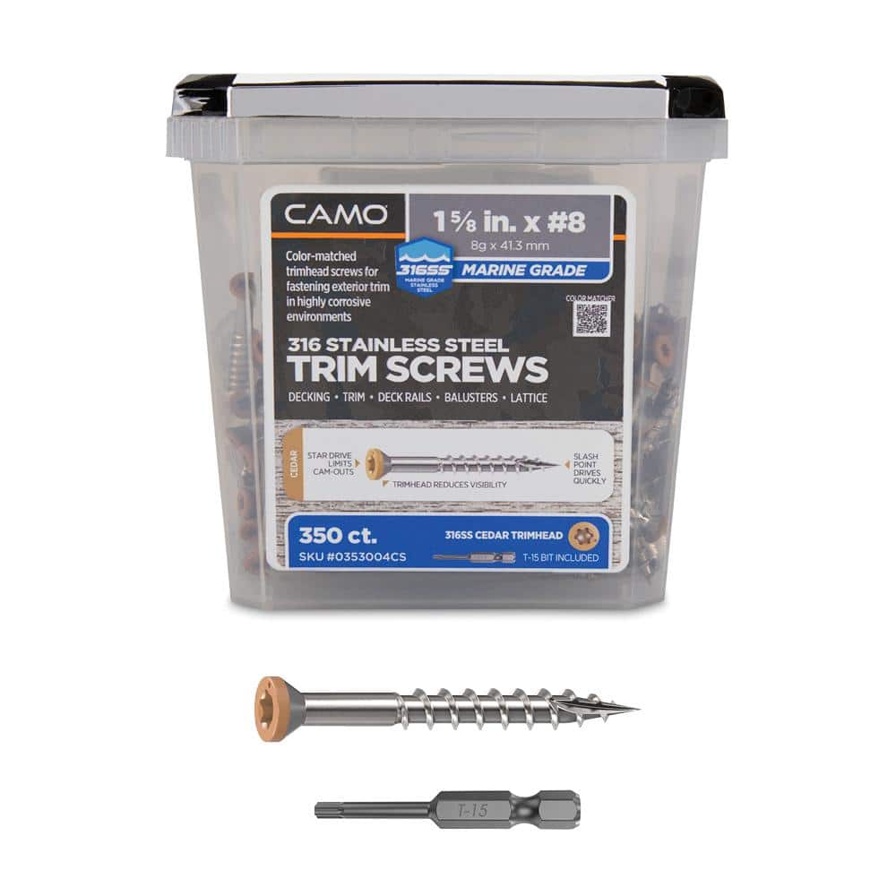 1-5/8 in. #8 316 Stainless Steel Cedar Premium Star Drive Trim Screws (350-Count) - Hercitys