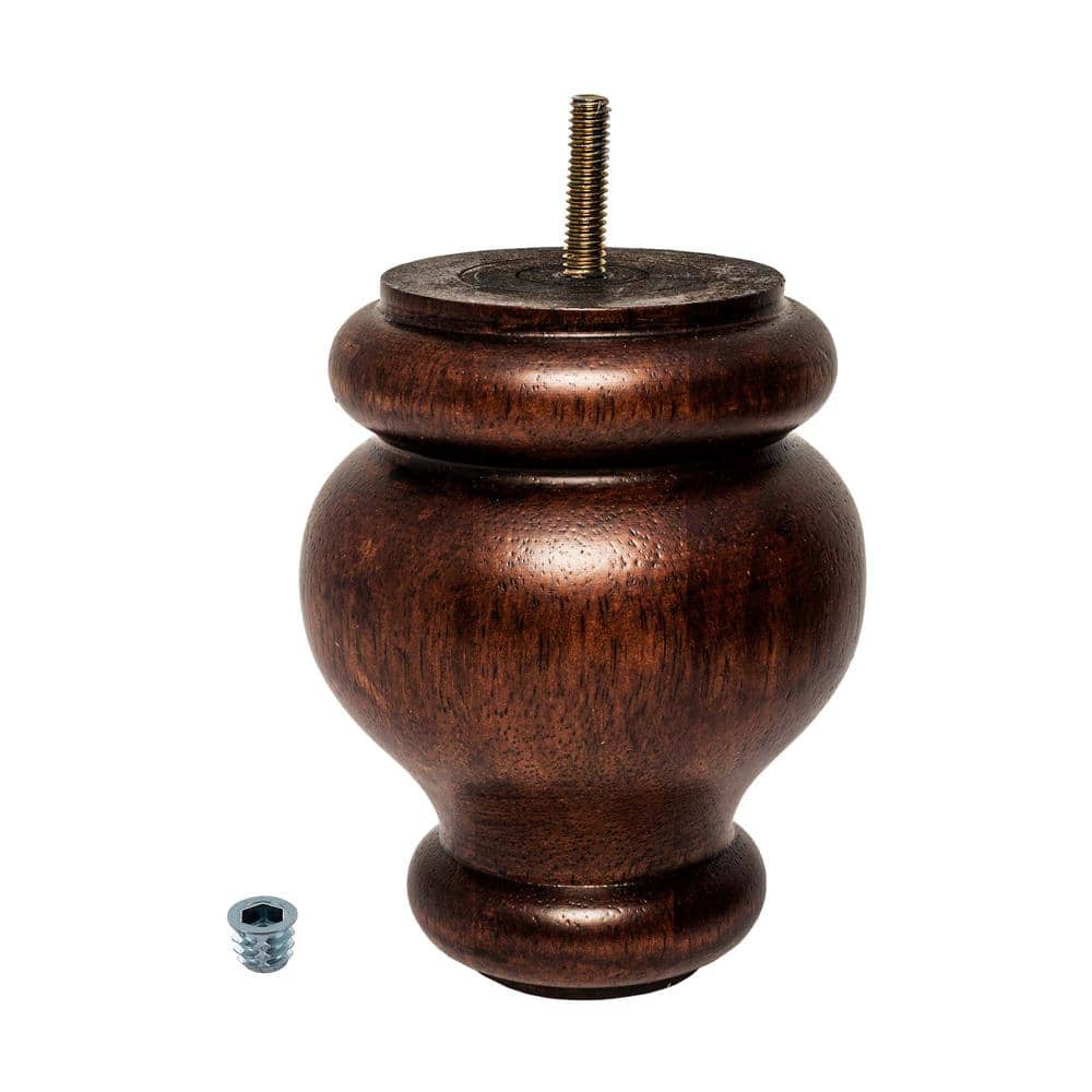 5 in. x 4 in. Stained Cherry Solid Hardwood Round Bun Foot - Hercitys