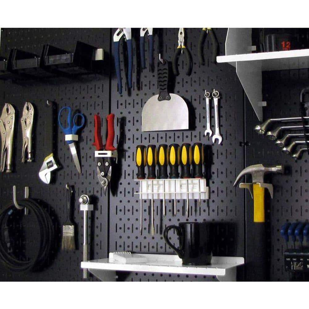 32 in. x 32 in. Overall Size Black Metal Pegboard Pack with Two 32 in. x 16 in. Pegboards - Hercitys