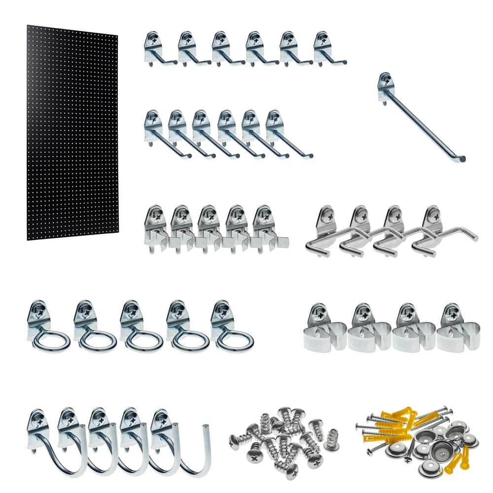 24 in. H x 42 in. W Pegboard 1-Pack Black High-Density Fiberboard Kit with 36 Hooks - Hercitys