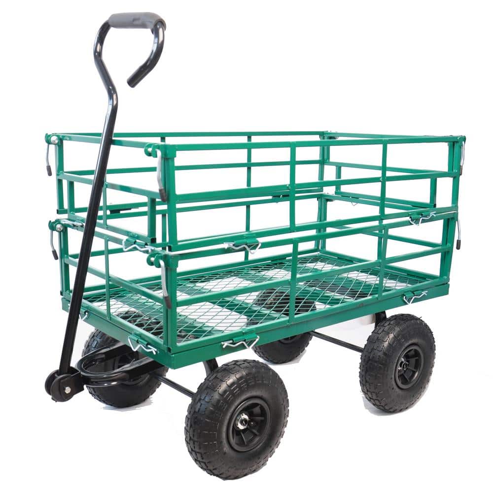 14 cu. ft. Steel Folding Shopping Beach Garden Cart in Green - Hercitys