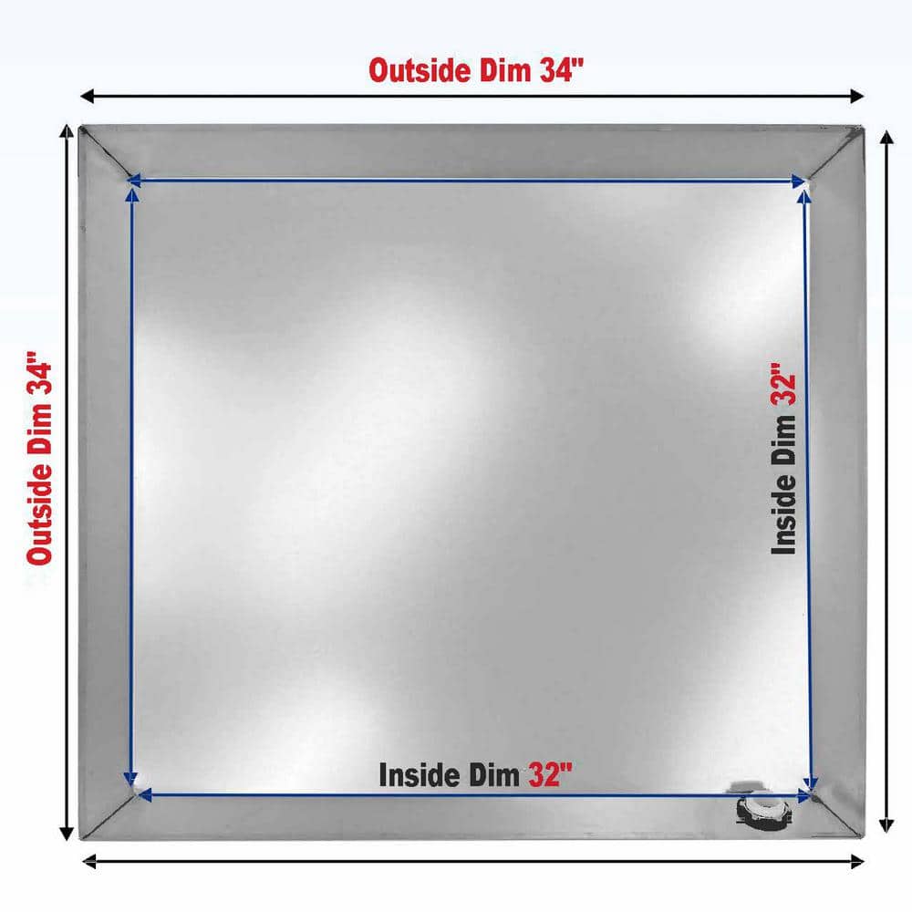 34 in. x 34 in. Steel Drain Pan for Gas and Electric HVAC Units with Drain Hose Adapter - Hercitys