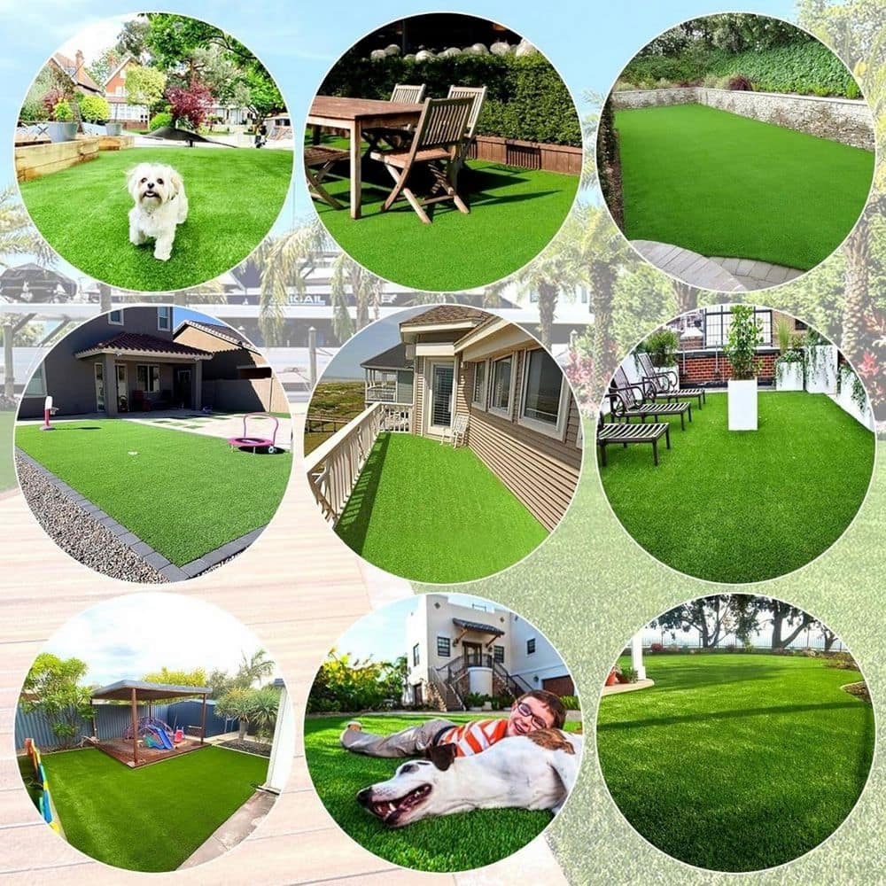 196.85 in. Plastic Garden Fence Decorative Screen Panel Artificial Turf Large Carpet with Drainage Holes in Green - Hercitys