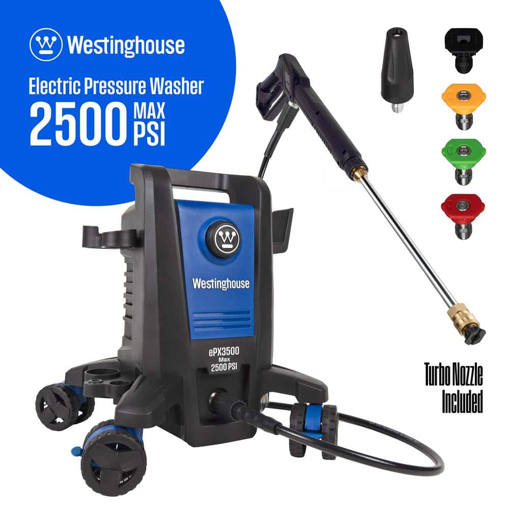 2500 PSI 1.76 GPM Electric Powered Pressure Washer with Anti-Tipping Technology and 5 Quick Connect Tips - Hercitys
