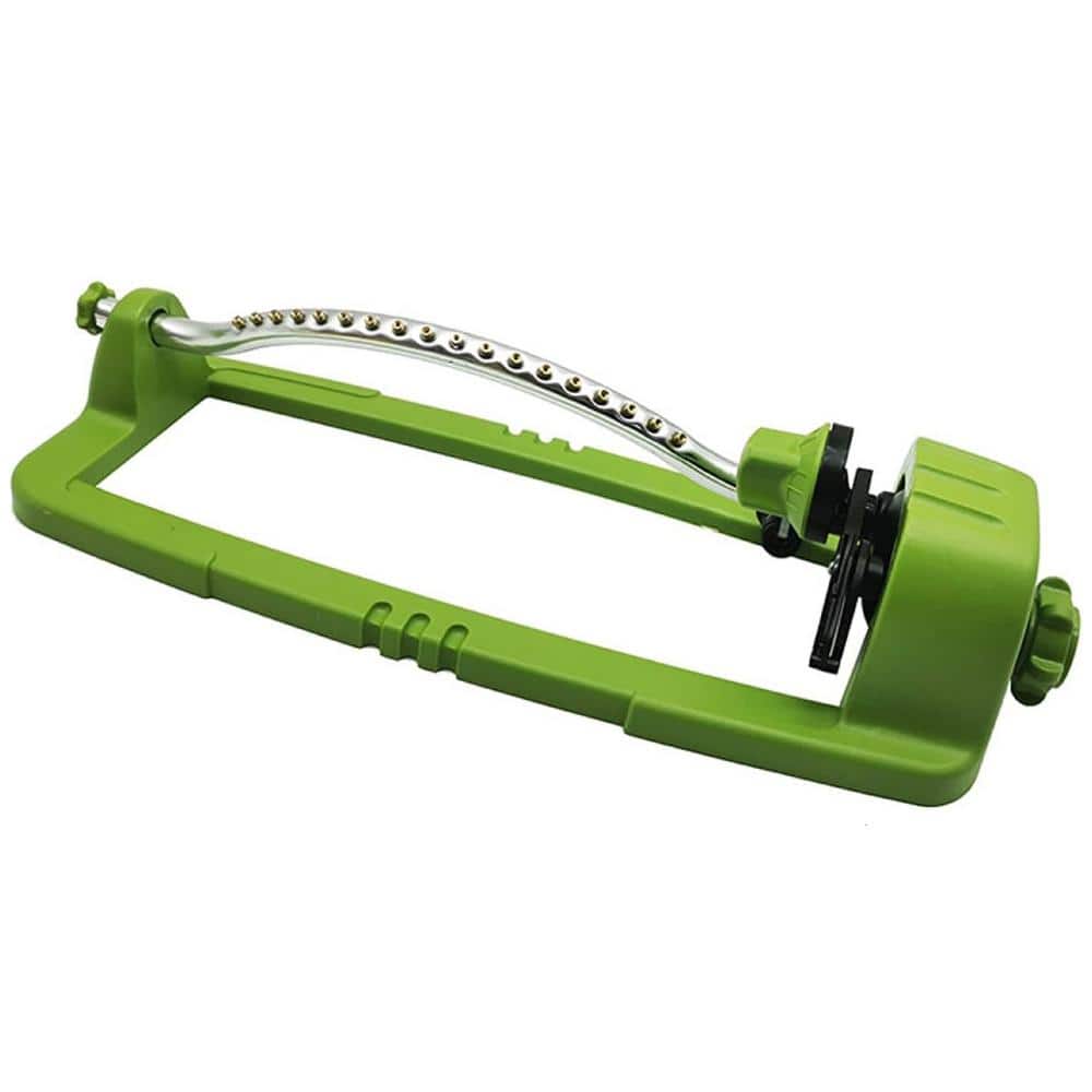 3600-sq. ft. Revolving Sprinkler Heavy Duty Metal 3-Way Oscillating Sprinkler, Metal Base Oscillating Sprinkler, Green - Hercitys