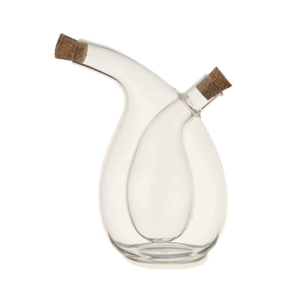 3 oz. 12 oz. Clear Handblown Glass 2 in. 1 Oil Vinegar Cruet Cork Stoppers - Hercitys