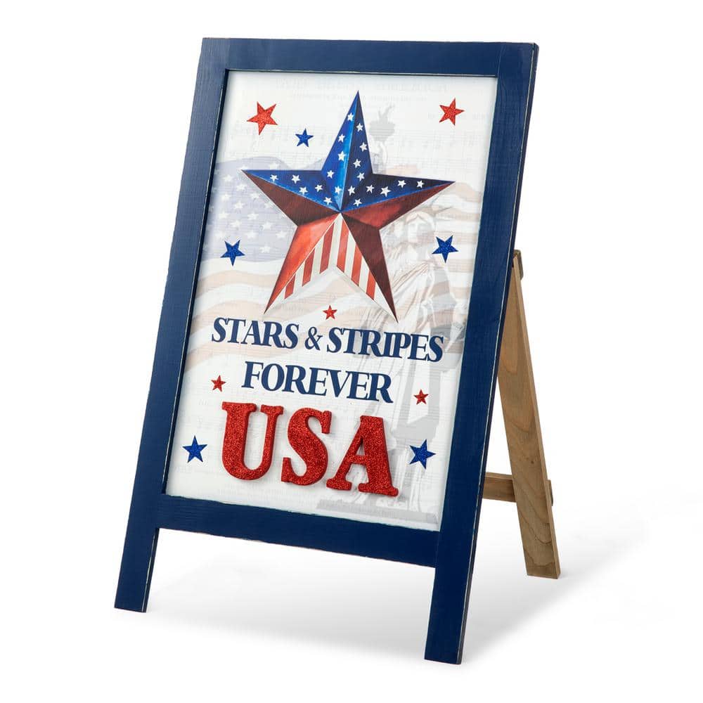 24 in. H Patriotic/Americana Wooden Easel Porch Decor - Hercitys