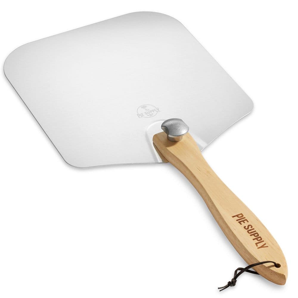 12 in. x 14 in. Aluminum Pizza Peel with Foldable Wood Handle - Hercitys