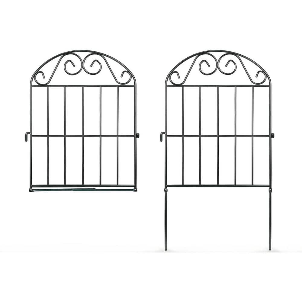 13 in. L x 24 in. H 20-Panels Rustproof Metal Garden Fence, Animal Barrier Collapsible Wire Panel Border in Black - Hercitys