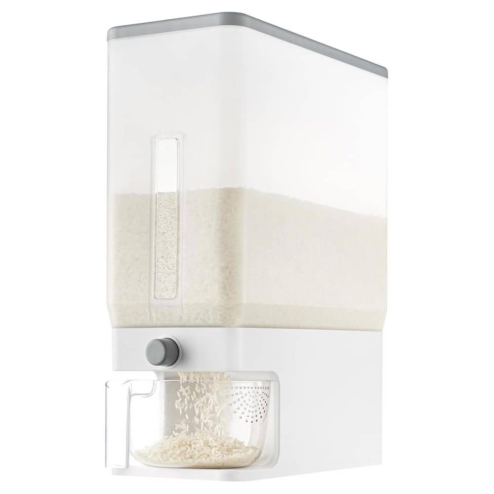 25 Lbs Clear Rice Storage Container Sealed Moisture Proof with Measuring Cup for Kitchen Pantry, Dry Food Dispenser - Hercitys