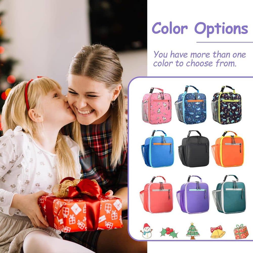 3 qt. Insulated Soft-Side Lunch Box Kids Bag Mini Cooler Thermal Reusable for School Work Picnic Purple - Hercitys