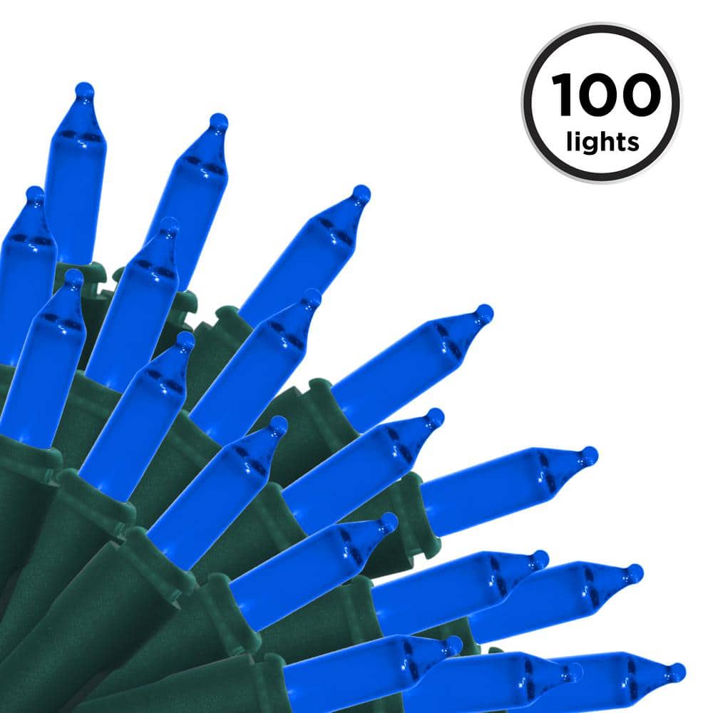 22.42 ft. 100-Count Incandescent Blue Christmas String to String Mini Lights - Hercitys