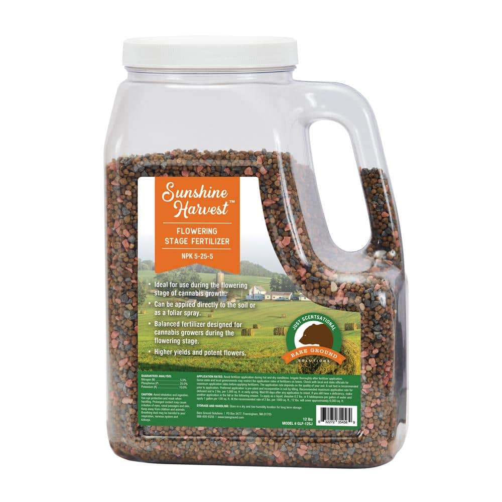 12 lbs. Jug Sunshine Harvest Ganja Grower’s Flowering Stage Fertilizer NPK 5-25-5 - Hercitys