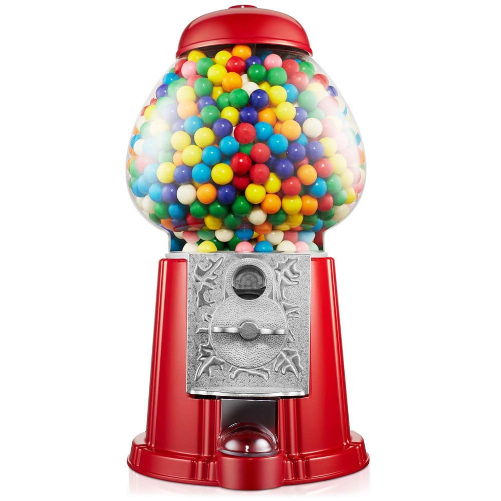 15 in. Gumball Machine, Vintage Style Candy Dispenser, Red - Hercitys