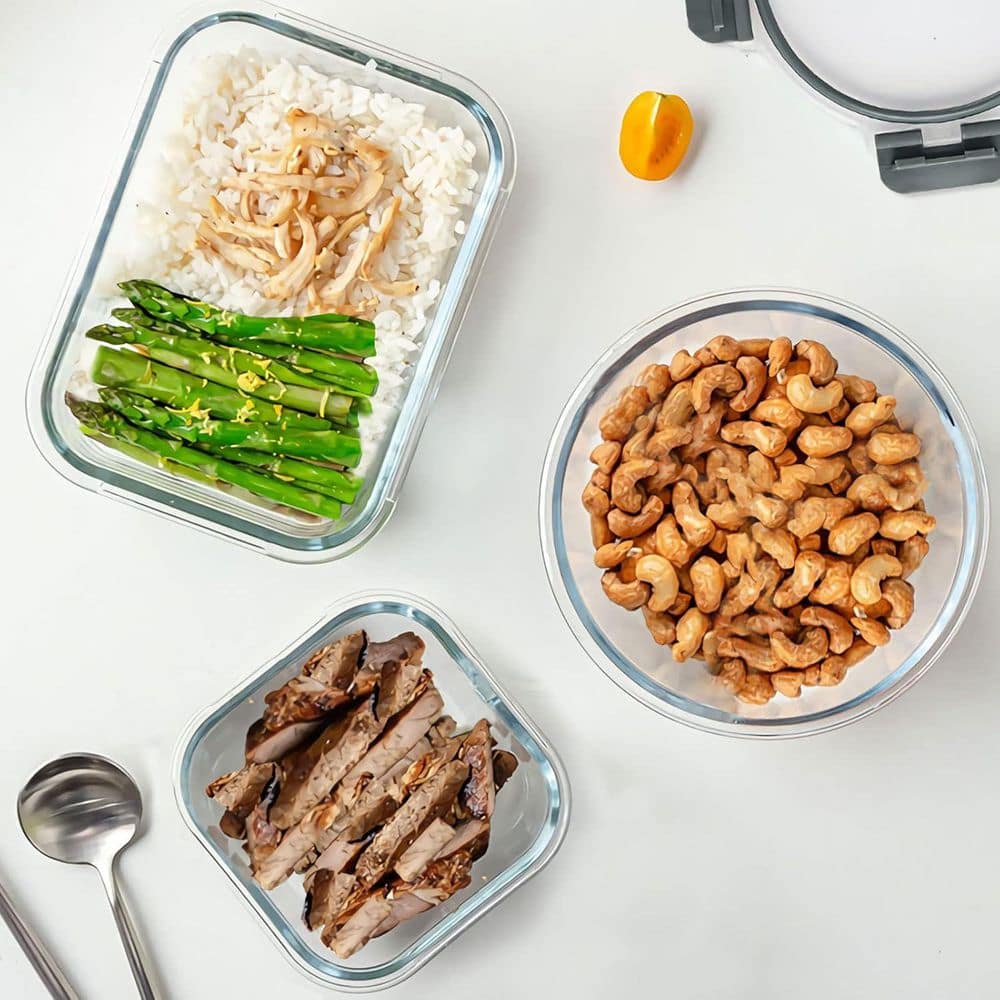 15 Pack Airtight Glass Meal Prep Containers Set with Snap Locking Lids for Microwave Oven Freezer Dishwasher - Hercitys