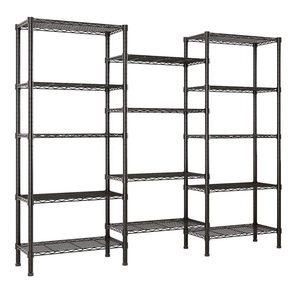 5 Tiers Steel Adjustable Garage Storage Shelving Unit in Black (62.6 in. W x 71 in. H x 13.8 in. D) - Hercitys