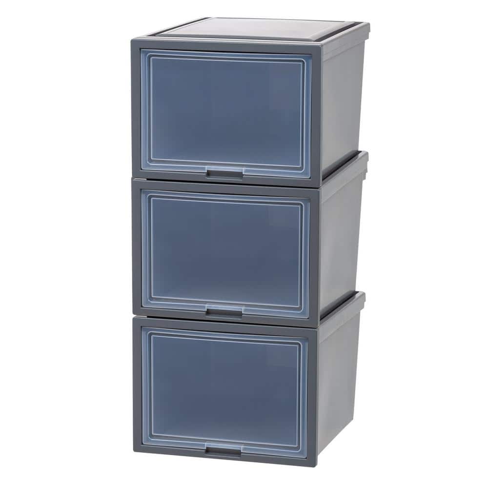 15.63 in. W x 11.65 in. H Single Stackable Deep Box Drawer in Gray  (3-Pack) - Hercitys