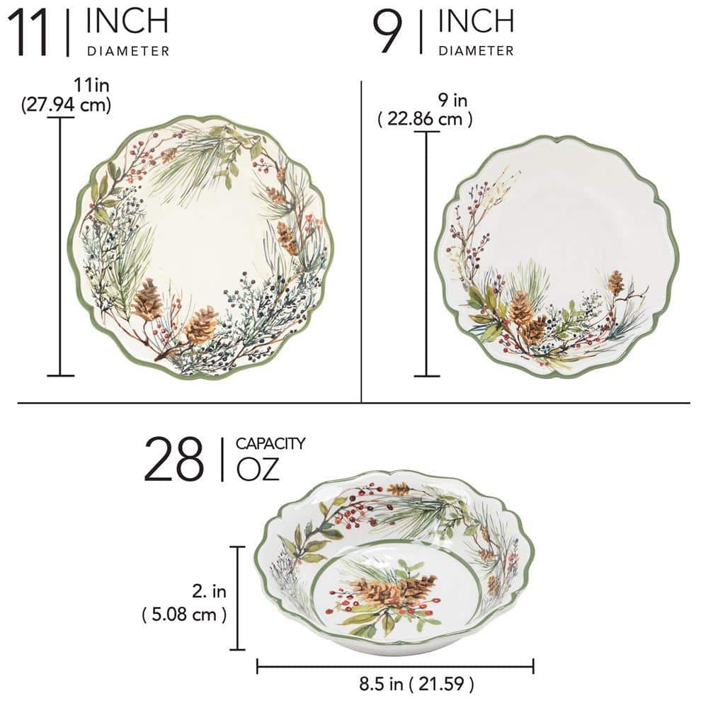 12-Piece Melamine Winters Forest Melamine Dinnerware Set - Hercitys