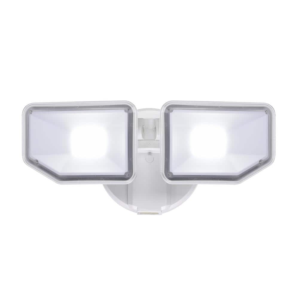 130-Watt Equivalence White Outdoor 2-Light Integrated LED Wall or Eave Mount Flood Light - Hercitys